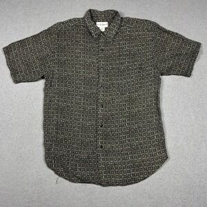 Knightsbridge Short Sleeve Button Up Shirt Mens L Brown Abstract Geometric Print